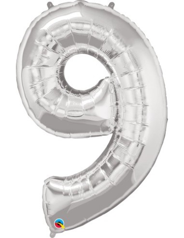 Balão FOIL N° 9 SILVER 86cm