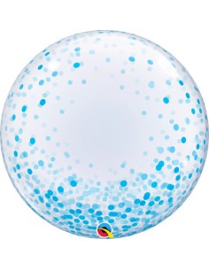 Balão BUBBLE Confetes Azuis 61cm