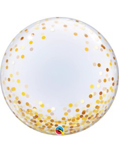Balão BUBBLE Confetes Dourados 61cm