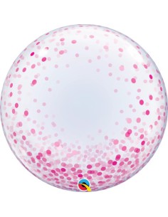 Balão BUBBLE Confetes Rosa 61cm