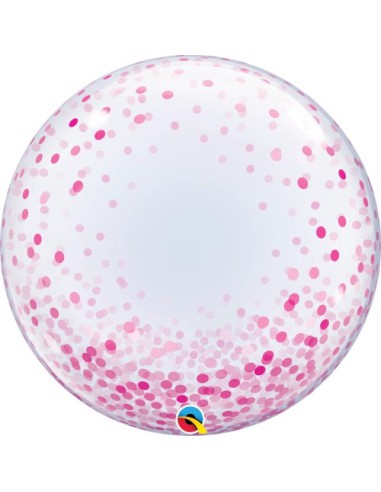 Balão BUBBLE Confetes Rosa 61cm