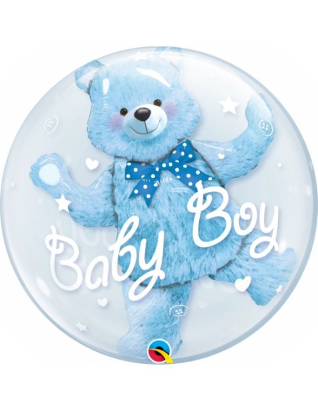 Balão BUBBLE Baby Boy com Urso Foil 61cm