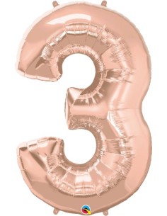 Balão FOIL N° 3 ROSE GOLD 86cm