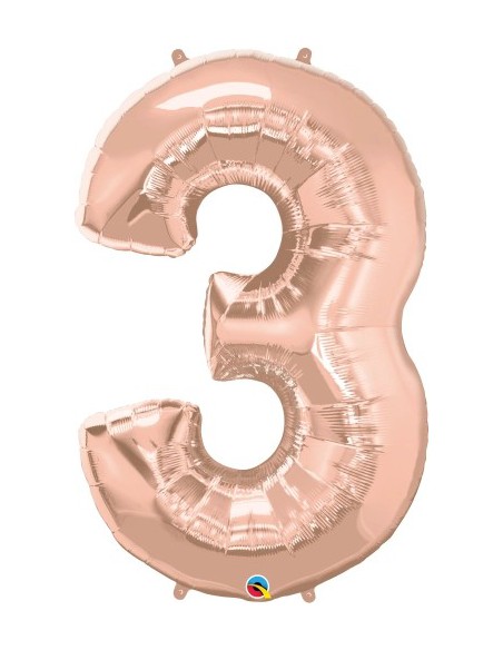 Balão FOIL N° 3 ROSE GOLD 86cm