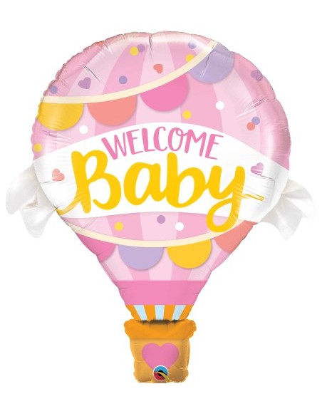 Balão FOIL Welcome Baby Balão Rosa 107cm