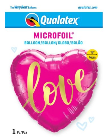 Balão FOIL Coração LOVE Rosa 46cm
