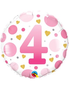 Balão FOIL N° 4 REDONDO ROSA 46cm