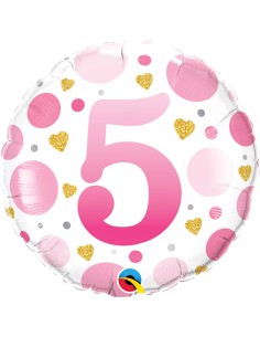 Balão FOIL N° 5 REDONDO ROSA 46cm