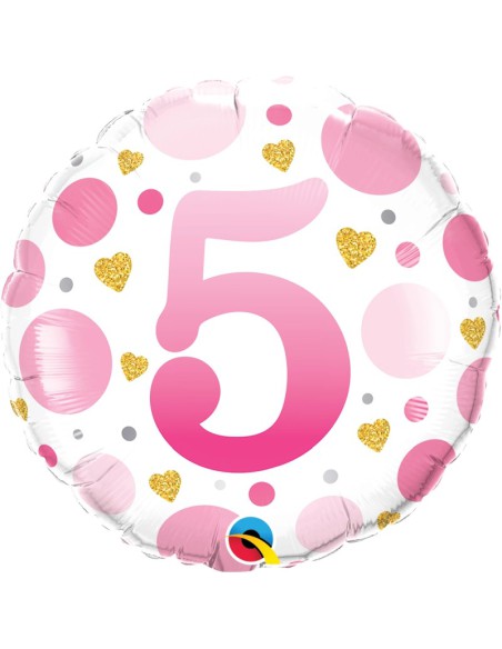 Balão FOIL N° 5 REDONDO ROSA 46cm