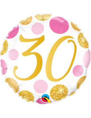 Balão FOIL N° 30 REDONDO ROSA 46cm