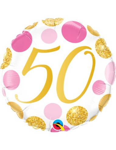 Balão FOIL N° 50 REDONDO ROSA 46cm