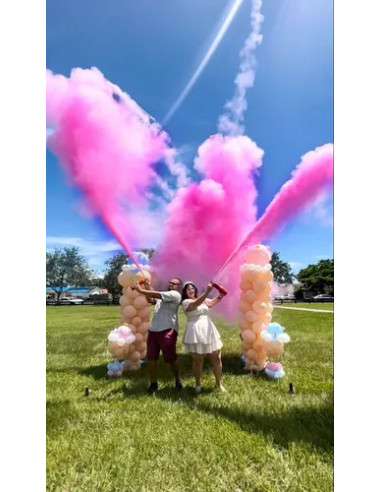 Extintor de fumo rosa para revelação