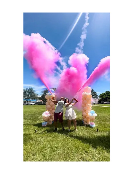 Extintor de fumo rosa para revelação