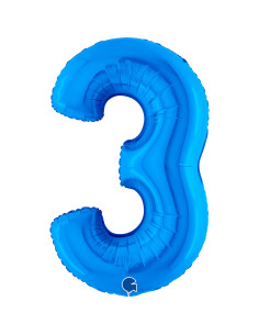 Balão FOIL N°3 Azul 102cm