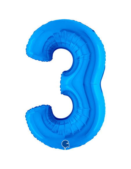 Balão FOIL N°3 Azul 102cm