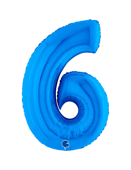 Balão FOIL N°6 Azul 102cm