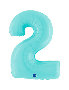 Balão FOIL N°2 Azul Pastel 102cm