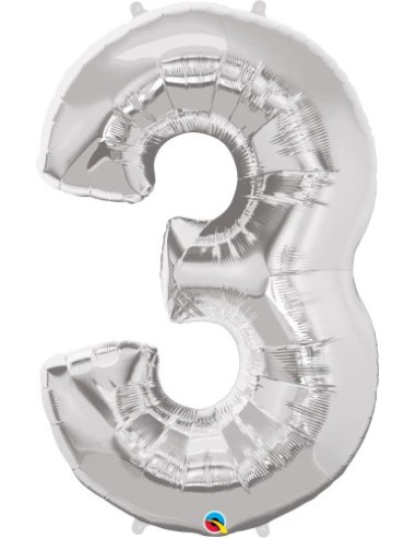 Balão FOIL N° 3 SILVER 86cm