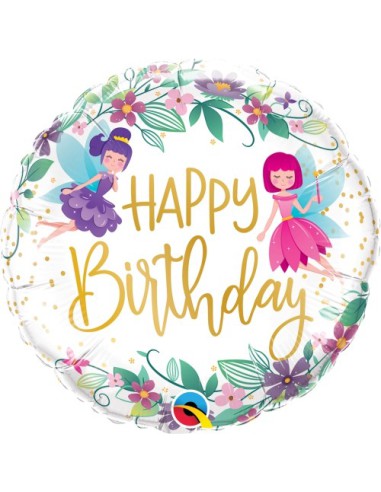 Balão FOIL HAPPY BIRTHDAY REDONDO FADINHAS 46cm