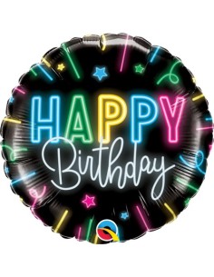 Balão FOIL HAPPY BIRTHDAY REDONDO NEON 46cm