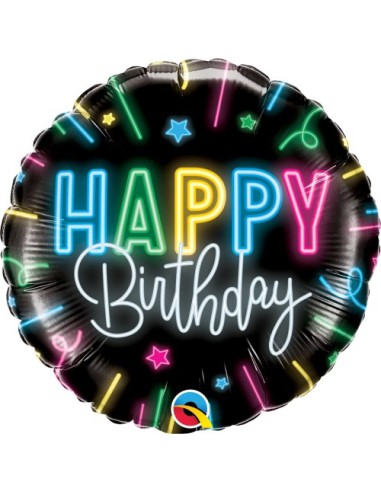 Balão FOIL HAPPY BIRTHDAY REDONDO NEON 46cm