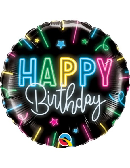 Balão FOIL HAPPY BIRTHDAY REDONDO NEON 46cm