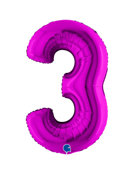 Balão FOIL N°3 Roxo 102cm