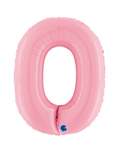 Balão FOIL N°0 Rosa Pastel 102cm