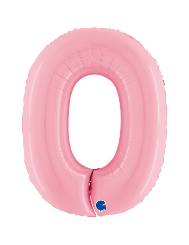 Balão FOIL N°0 Rosa Pastel 102cm