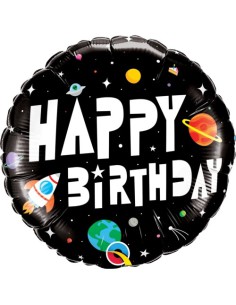 Balão FOIL HAPPY BIRTHDAY REDONDO ASTRONAUTA 46cm 2