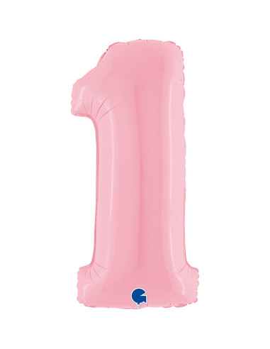 Balão FOIL N°1 Rosa Pastel 102cm