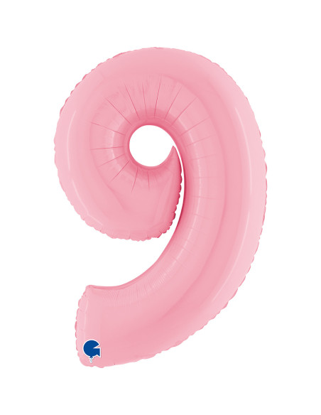Balão FOIL N°9 Rosa Pastel 102cm