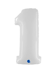 Balão FOIL N°1 Branco Fluo 102cm