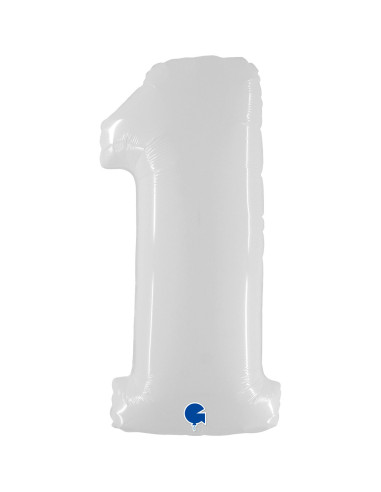 Balão FOIL N°1 Branco Fluo 102cm