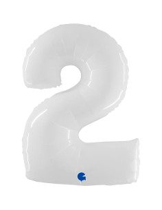 Balão FOIL N°2 Branco Fluo 102cm