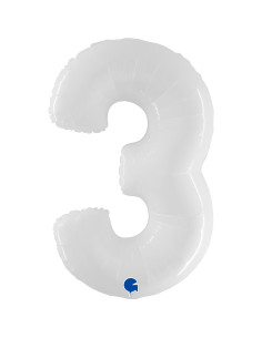 Balão FOIL N°3 Branco Fluo 102cm