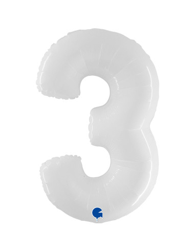 Balão FOIL N°3 Branco Fluo 102cm