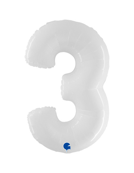 Balão FOIL N°3 Branco Fluo 102cm