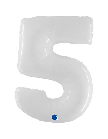 Balão FOIL N°5 Branco Fluo 102cm
