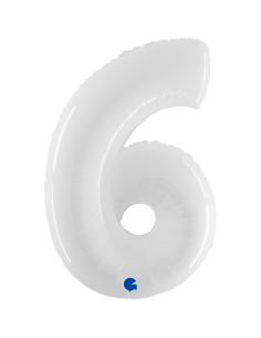 Balão FOIL N°6 Branco Fluo 102cm