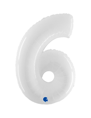 Balão FOIL N°6 Branco Fluo 102cm