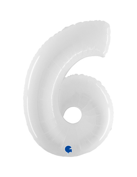 Balão FOIL N°6 Branco Fluo 102cm