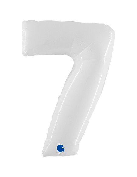 Balão FOIL N°7 Branco Fluo 102cm