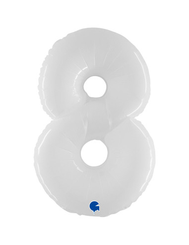 Balão FOIL N°8 Branco Fluo 102cm
