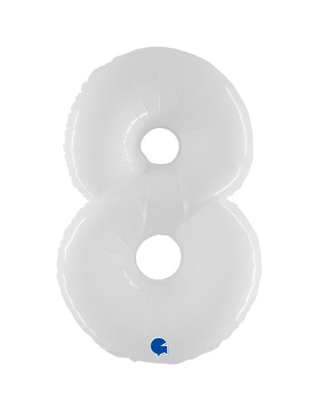 Balão FOIL N°8 Branco Fluo 102cm