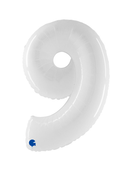 Balão FOIL N°9 Branco Fluo 102cm