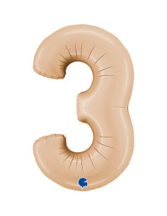 Balão FOIL N°3 Satin Nude 102cm