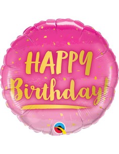 Balão FOIL HAPPY BIRTHDAY REDONDO ROSA GOLD 46cm