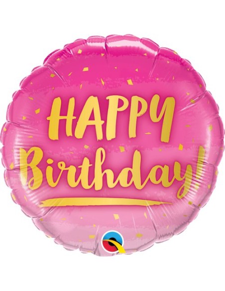 Balão FOIL HAPPY BIRTHDAY REDONDO ROSA GOLD 46cm