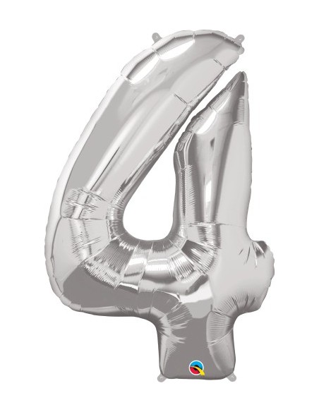 Balão FOIL N° 4 SILVER 86cm